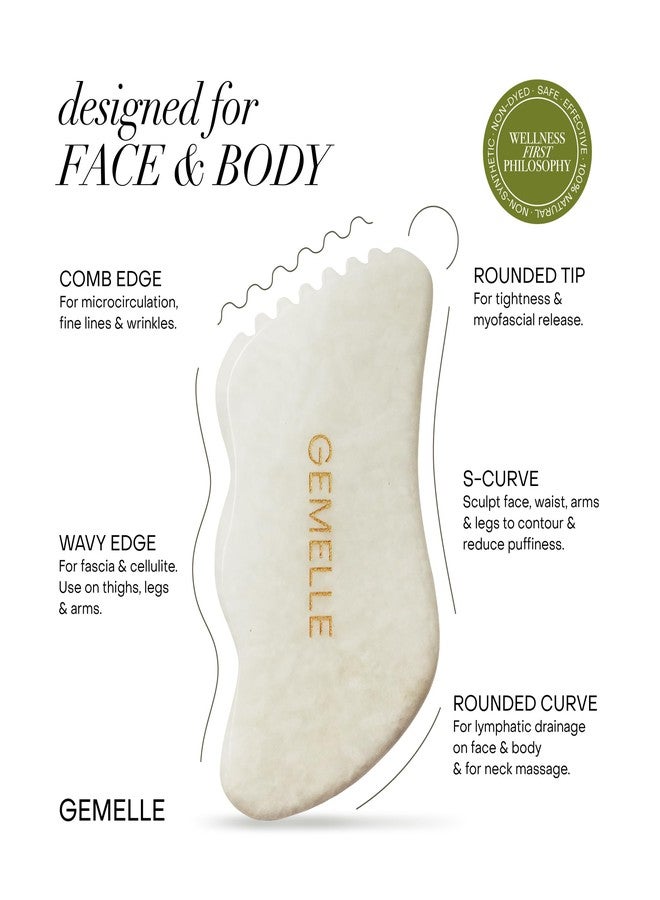 GEMELLE White Jade Gua Sha Tool | 10x Award Winner | Pure Jade Gua Sha Stone, Face Sculpting Tool, Gua Sha Facial Tools, Lymphatic Massage, Body Gua Sha Tool, Guasha Tool for Face | Gifts for Women - Image 3